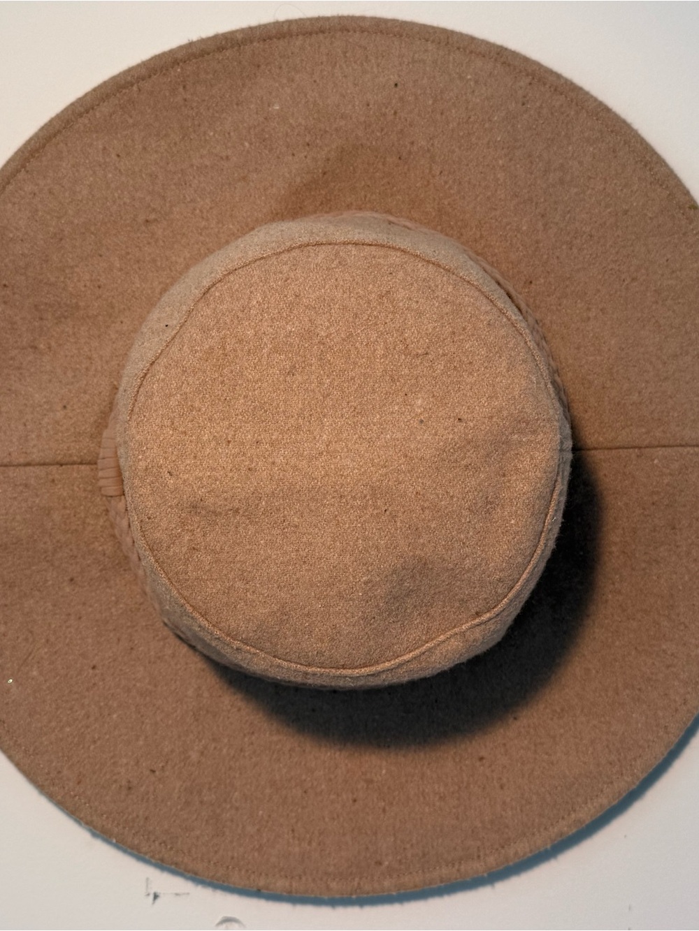 Wide Brim Wool-Blend Hat in Camel